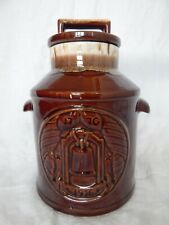 VTG McCOY POTTERY BROWN DRIP BICENTENNIAL LIBERTY BELL MILK CAN COOKIE JAR 154 picture