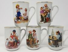 Vtg Norman Rockwell Porcelain Gold Trim Mug Teacup Set 5 Museum Collection 1982 picture