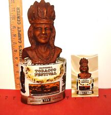 Jim Beam National TOBACCO FESTIVAL INDIAN HEAD decanter + bonus POSTCARD picture