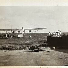 VINTAGE PHOTO Flying Boat Clipper Aircraft Aviation, PamAm Miami Florida 1939 picture