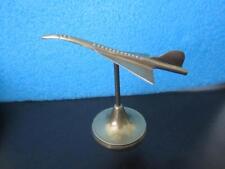 VINTAGE BRASS CONCORDE AIRPLANE MODEL ON STAND DESK  TOP ORNAMENT FOR OFFICE picture
