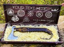 Valknut Handmade Viking Axe in Wooden Box Personalized Logo/Text Throwing Axe picture