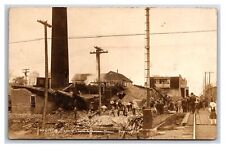 ROBINSON ILLINOIS RPPC ~ Downtown ~ Water & Light plant disaster on lookers picture