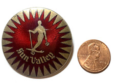 Vintage Sun Valley Idaho Ski Resort Skiing Lapel Hat Pin Badge Red Souvenir picture