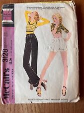 McCall's 3128 Vintage 70's Wide Leg Pants Shorts Sewing Pattern Waist 23 Hips 33 picture