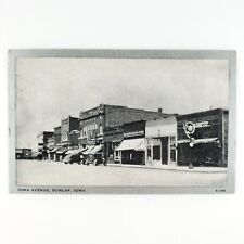Dunlap Iowa Avenue Street Postcard 1940s Pharmacy Dime General Store Cars D1384 picture