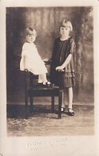 Two Young Girls Portrait RPPC Circa 1900s Fischer's Studio Minnesota Postcard picture