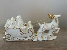 Mikasa Santa In Sleigh With Reindeer Figurine Cream & Gold Porcelain Christmas  picture