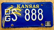 1981 1988 KANSAS REPEATING 8's LUCKY AUTO LICENSE PLATE 