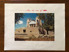 Original TWA 1950 Travel Poster New Mexico Chimayo Mission picture