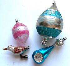 Antique Lot of 4 German Blown Glass Victorian Christmas Ornaments Includes Bird picture