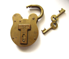 Old Vtg Antique Jared Solid Brass Lock Four Brass Levers with Two Keys Padlock picture