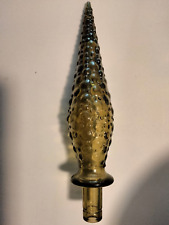 Vintage Olive Empoli Bubble Pattern Genie Bottle Decanter Stopper MCM Hobnail 8+ picture
