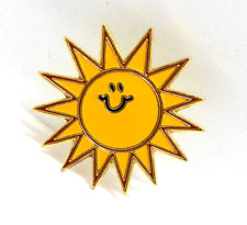 Yellow Happy Sunshine Sun Pin Gold Tone Lapel Enamel Backpack picture