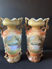 Set Of 2 German Vases “ Noon At The Pontine Marshes” 10” Tall X 5” Wide, Lovely picture
