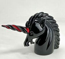 VINTAGE 1970’S SIGNED CARTIER BLACK & RED PUNK ART GLASS SEGUSO UNICORN**WOW picture
