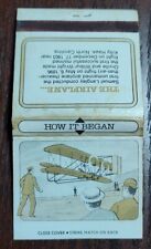 The Airplane How it Began Wright Brothers Matchbook Cover Full 30 Matches picture