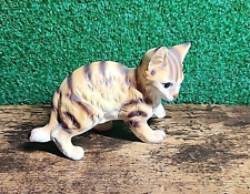 Vintage Lefton Japan Orange Tabby Cat/Kitten Figurine Green Eyes Paw Up picture