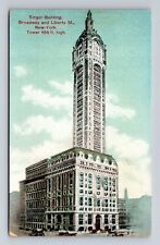 New York City, Scenic Panoramic View Singer Building, Antique Vintage Postcard picture