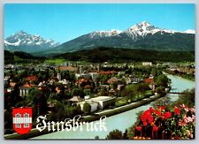 Postcard Austria Tyrol Innsbruck Aerial View looking south 3U picture
