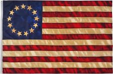 Vintage Betsy Ross Flag 3x5Ft Vintage Tea Stained 13 3D Stars American Colonial picture