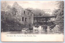 MA Riverside antique postcard OLD STONE MILL FACTORY HOLLOW MASS Posted 1910 picture