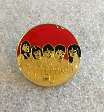 Vtg Def Leppard Music Group Rock Band Red & White Pin Button 1980s New NOS picture