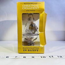 Hand Blown Glass Clear Gold Christmas Ornament Made in Egypt Limited Edition NEW picture