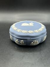 LARGE WEDGWOOD BLUE JASPER WARE OCTAGON SHAPE LIDDED DISH CLASSICAL SCENES picture