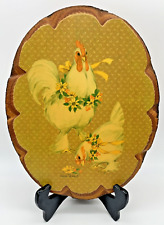 Vintage 1970s John Reed Wooden Rooster Hen Wall Plaque Rustic Chicken Farmhouse picture