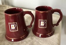 2 Whitbread Maroon Ceramic Tankards 2 Pint picture