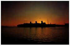 RMS Queen Mary at Sunset Silhouette 6