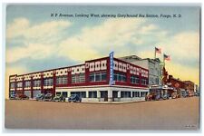 c1940 Northern Pacific Avenue Greyhound Bus Station Fargo North Dakota Postcard picture
