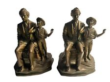 ANTIQUE JENNINGS BROTHER'S MARK TWAIN/TOM SAWYER RARE PAIR OF BOOKENDS NEAR MINT picture