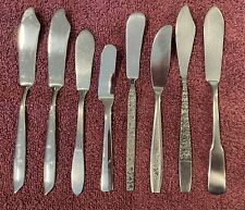 MIXED LOT OF 8 VINTAGE MCM STAINLESS FLATWARE BUTTER SPREADERS picture