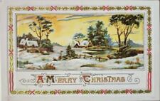 A Merry Christmas 1913 Vintage Holiday Greeting Postcard Embossed picture