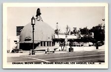 c1948 RPPC Original Brown Derby, Wilshire Boulevard Los Angeles CA Postcard picture
