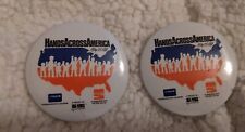 Lot Of 2 Vintage Pinback Buttons Hands Across America Campaign Pin May 25, 1986 picture