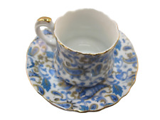 💕 LEFTON CHINA DEMITASSE CUP & SAUCER HAND PAINTED BLUE PAISLEY 30 AVAIL  3PT8 picture