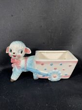 Vintage 1969 Lamb Sheep with Baby Cart Planter Samson Import Japan picture