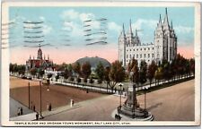 Temple Block and Brigham Young Monument - Posted 1919 picture