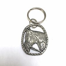 Vintage Pewter Horse Keychain 1987 Keyring Signed Seagull picture
