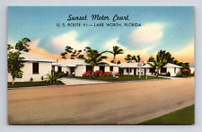Sunset Motor Court Motel Cottages Lake Worth FL Florida Postcard picture