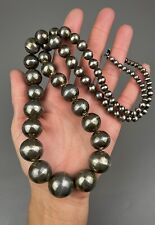 Vintage Navajo 31” Strand Sterling Silver HUGE Graduating Pearl Necklace WOW🤯 picture