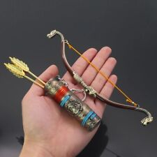 Metal Bow and Arrow Model War Keychain Warriors Weapon God Game Mini Archer Toy picture