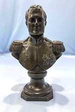 Signed 19th C Bronze Bust of France Emperor Napoleon Waterloo Battle War picture