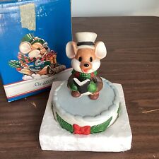 Vintage Applause Chrismouse Chris With Book Musical Music Box Plays Joy to World picture