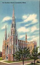 Leominster MA-Massachusetts, St. Cecelia's Church, c1942 Vintage Postcard picture