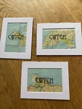 Wales Welsh Mini Prints Cwtch Maps Added Screen Print Mounted 8x 6 Gift Holyhead picture