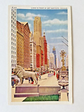 1935 Vintage Postcard #215 LIONS In Front of ART INSTITUTE Chicago IL picture